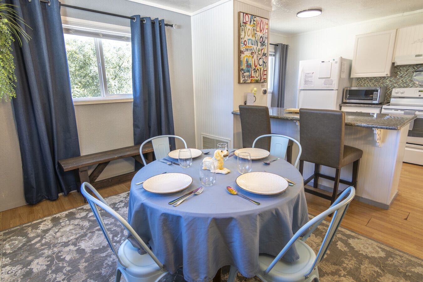 Dining table and kitchen counter