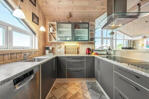 Fridge, oven, stovetop, dishwasher - Holiday home with spa and sauna, just 200 meters from the North Sea. (Frøstrup)