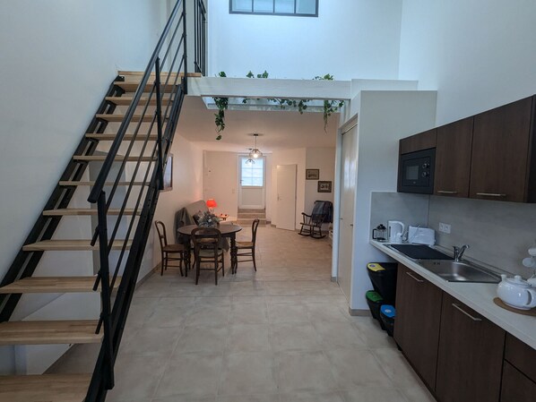 Fridge, microwave, dishwasher