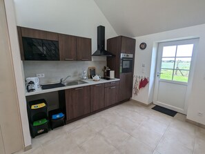 Fridge, microwave, dishwasher