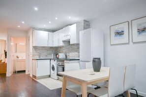 Fridge, microwave, oven, electric kettle
