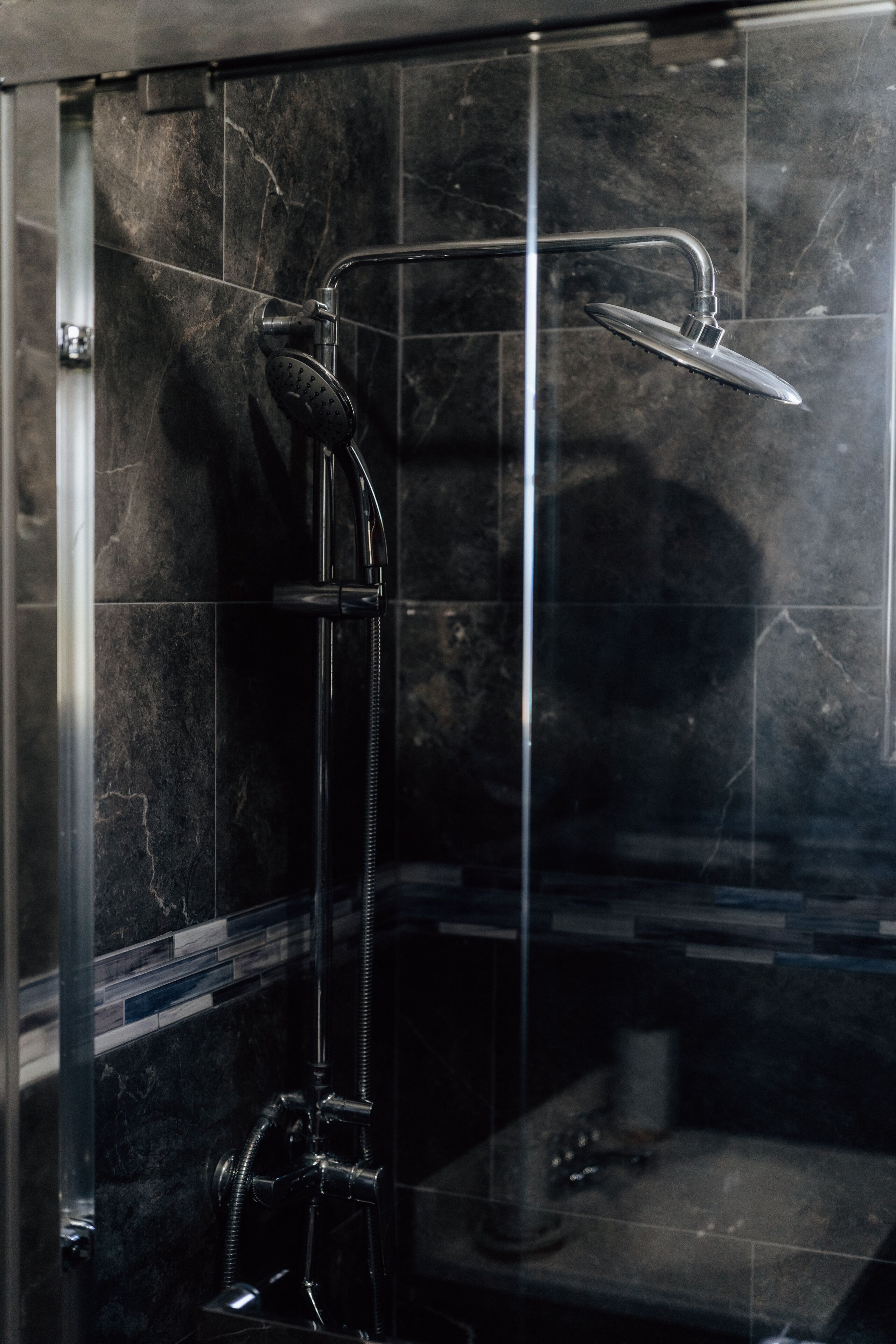 Shower, towels, toilet paper
