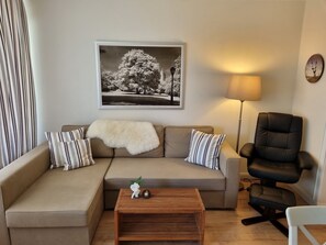 TV, bøker og stereoanlegg