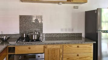 Departamento | Cocina privada | Refrigerador, microondas, horno y parrilla de estufa