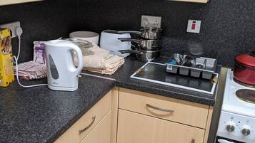 Cabin | Private kitchen | Fridge, microwave, oven, electric kettle