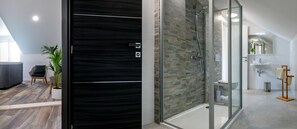 Shower, towels, soap
