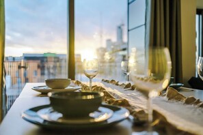 Dining - Stylish 3-Bed Duplex | Games Room & Balcony Views (Manchester)