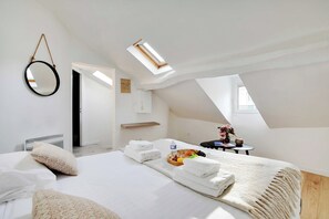 Apartment | 1 Schlafzimmer, laptopgeeigneter Arbeitsplatz, Bettwäsche