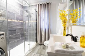Hair dryer, towels