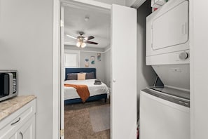 2 bedrooms, desk, iron/ironing board, travel cot