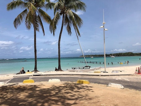 On the beach, white sand