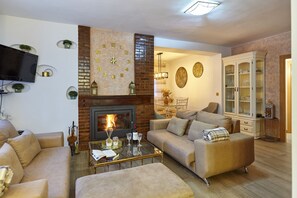 TV, fireplace, DVD player