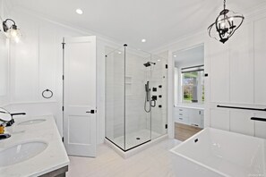 Towels, toilet paper - Luxury Creekside Home w/ Heated Pool, Private Dock & Stunning Outdoor Space (Southold)