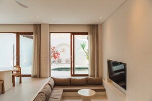 Deluxe Villa, 1 Bedroom, Private Pool, Pool View | Living area | 32-inch Smart TV with digital channels - Villa Sari 1 by Alfred in Bali (Pecatu)