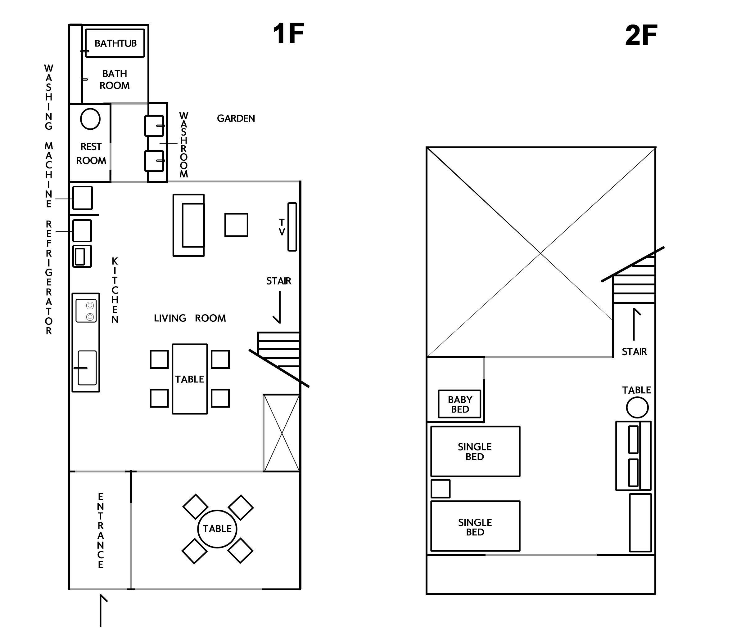 A floor plan of a hotel with a living room, kitchen, and separate bedrooms.