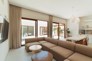 Deluxe Villa, 2 Bedrooms, Private Pool, Pool View | Living area | 32-inch Smart TV with digital channels