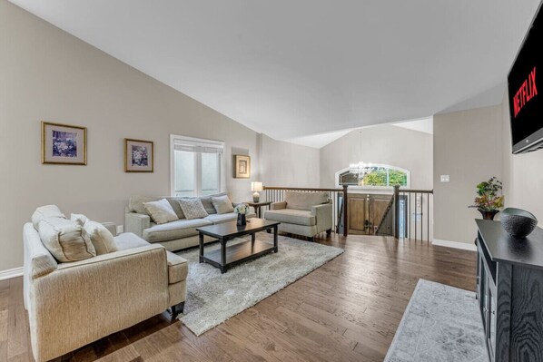 TV, fireplace, table tennis