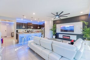 TV, foosball, offices