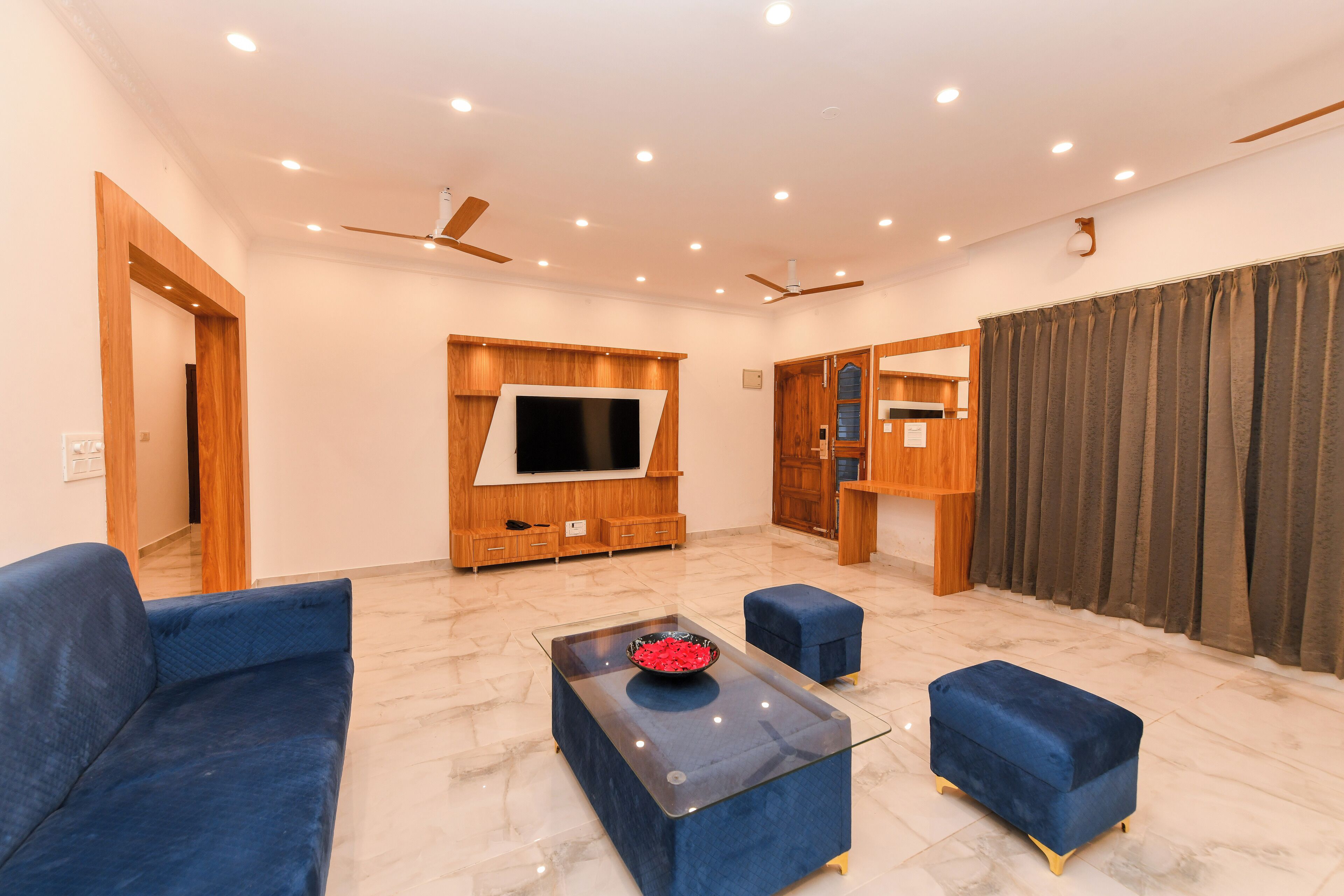 Family Penthouse | Living area | TV, fireplace, printers