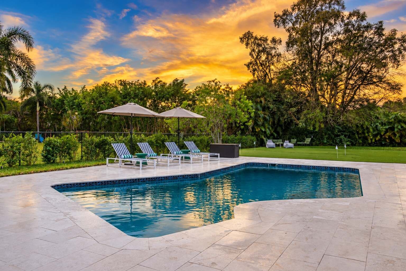 Unwind by the pool, soak up the sunset, and enjoy a relaxing evening surrounded by tropical greenery.