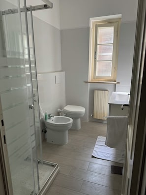 Haartrockner, Bidet, Handtücher, Seife