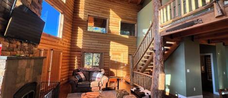 Smart TV, fireplace, video games, foosball