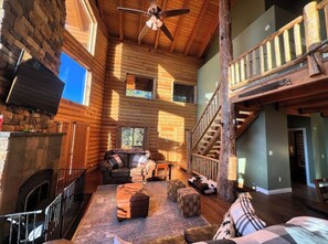 Smart TV, fireplace, video games, foosball