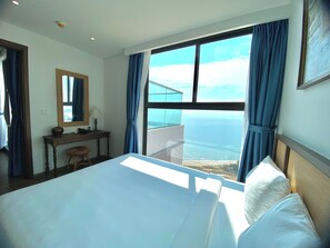 Suíte estúdio premium, vista para a praia | Vista do quarto