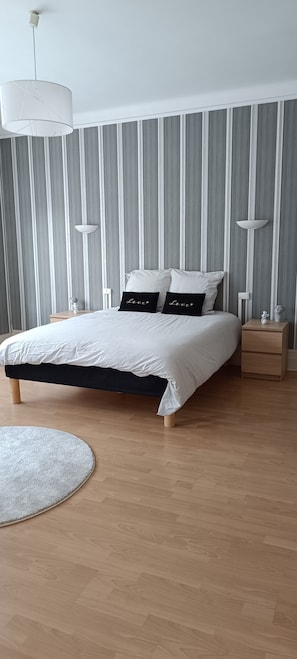 3 habitaciones, tabla de planchar con plancha, wifi y ropa de cama 
