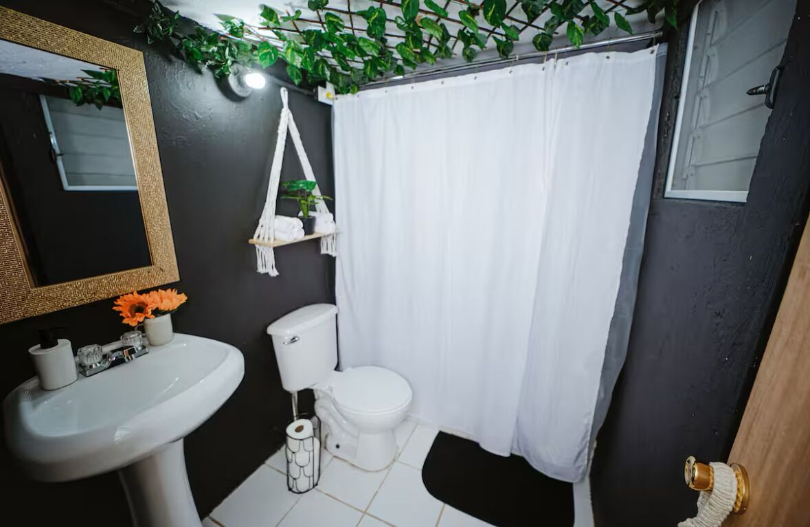 Sèche-cheveux, serviettes fournies, savon, papier toilette
