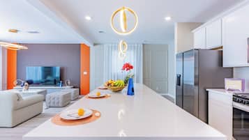 Fridge, microwave, oven, dishwasher