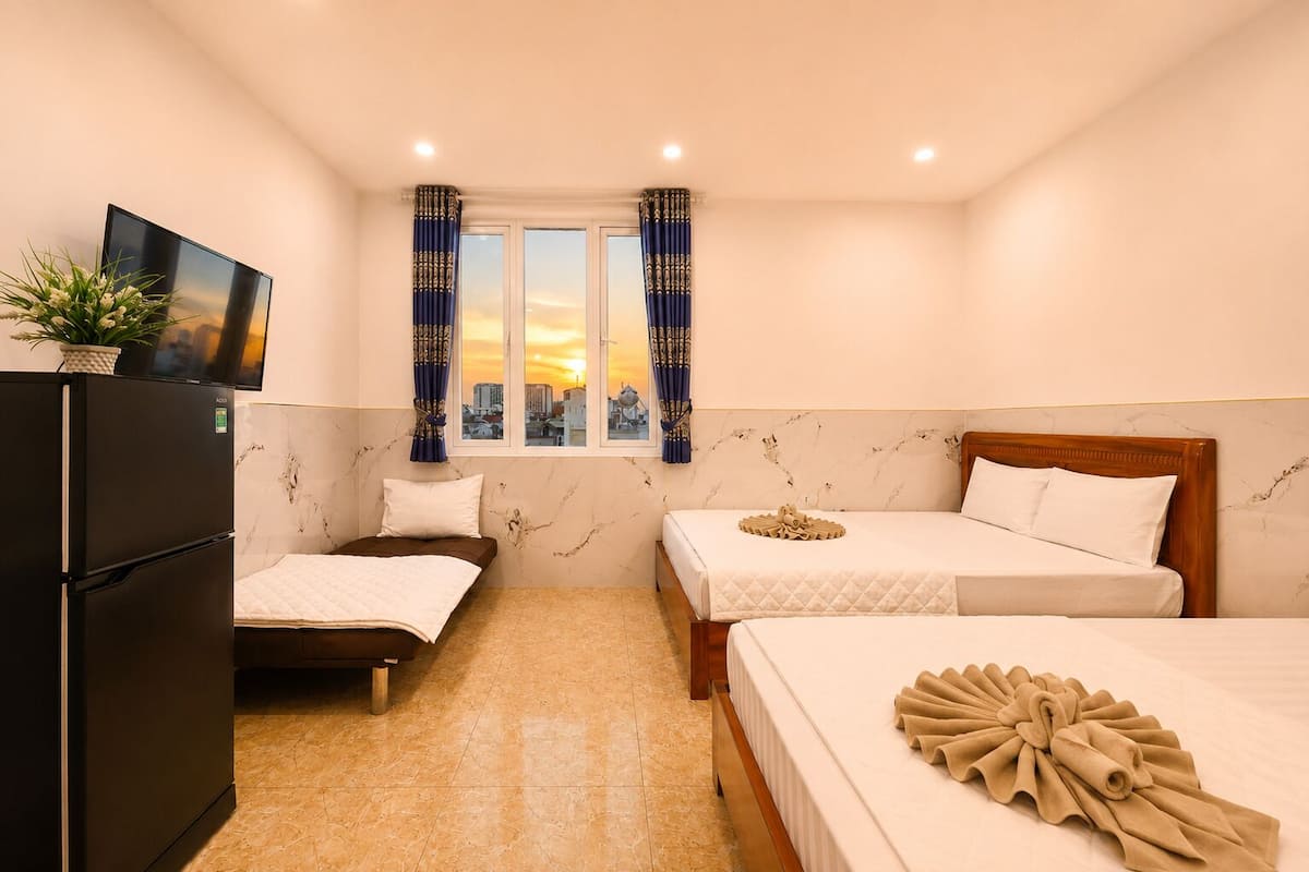 ファミリー ルーム シティビュー | 遮光カーテン、防音設備、WiFi (無料)、ベッドシーツ