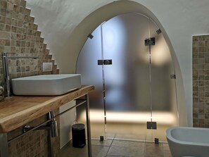 Eco-friendly toiletries, hair dryer, towels, soap