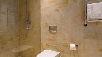 Shower, free toiletries, hair dryer, slippers