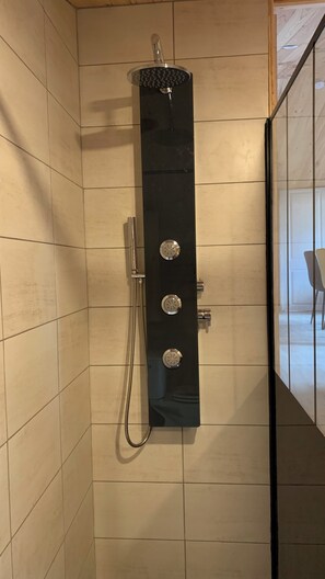 Shower, soap, toilet paper - Chalet, gîte du lilas  (Mortagne)