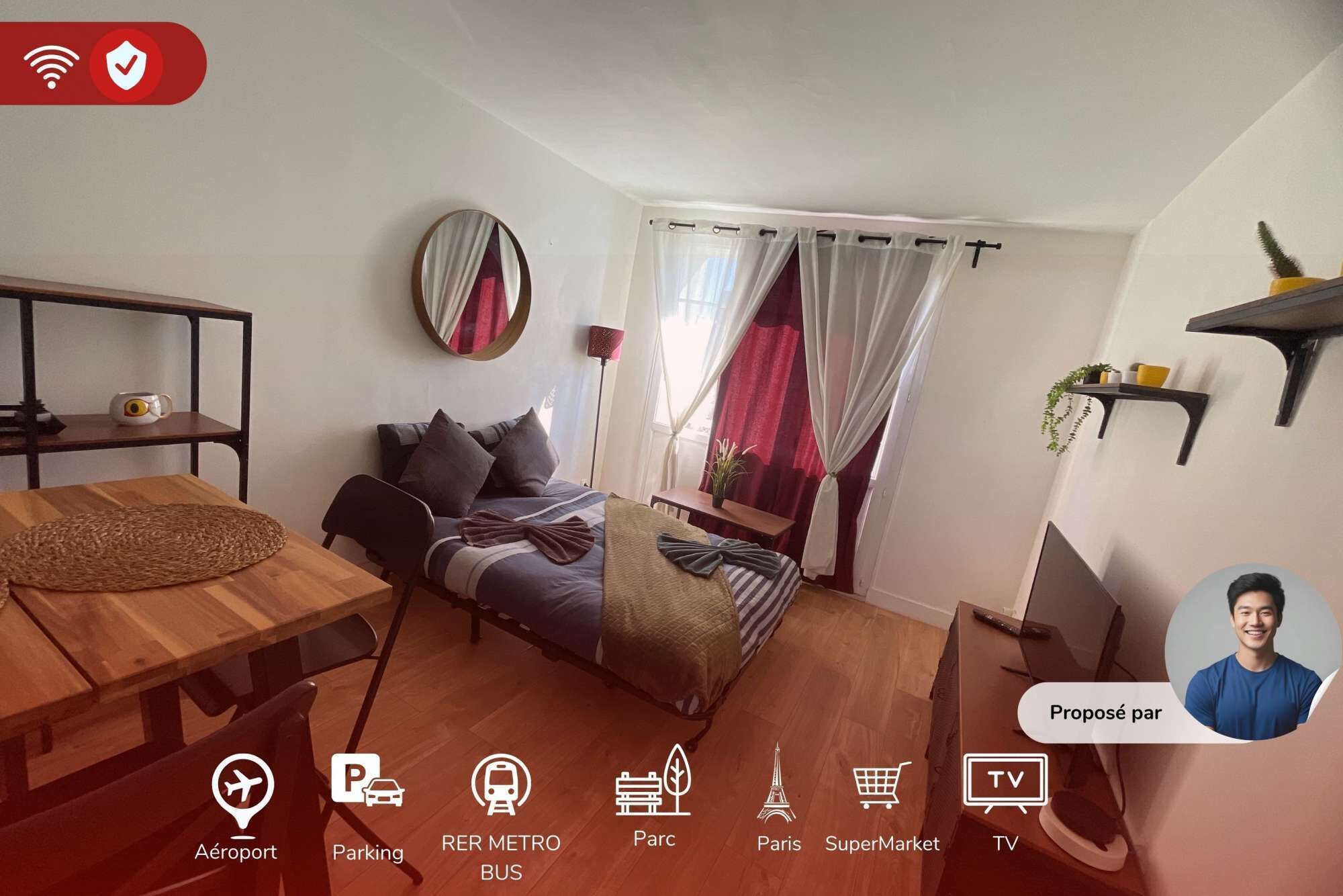 1 bedroom, desk, iron/ironing board, WiFi