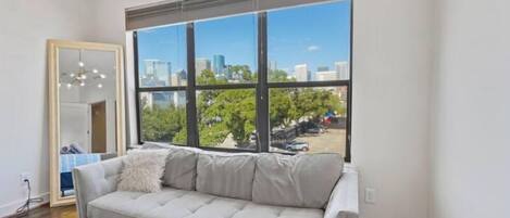 Smart TV, chimenea y libros