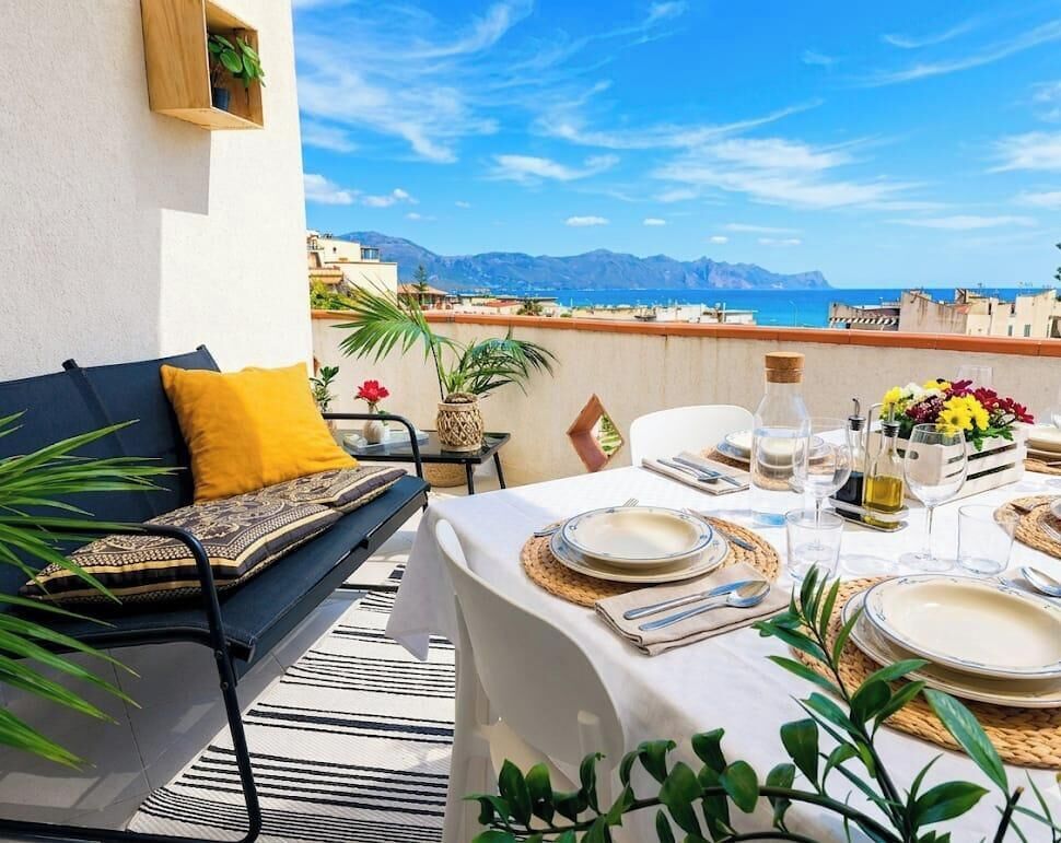 Apartamento, vista parcial para o mar | Terraço/pátio