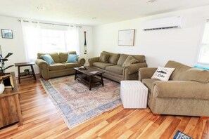 Smart TV, fireplace, video games, books