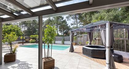 VILLA MIMIZAN PLAGE, 5 BEDROOMS, 10 PERSONS, SWIMMING POOL, JACCUZI, 300 m away