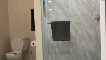 Shower, soap, toilet paper