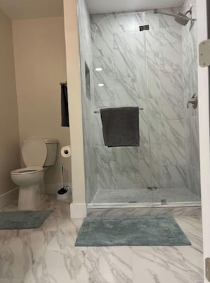 Shower, soap, toilet paper