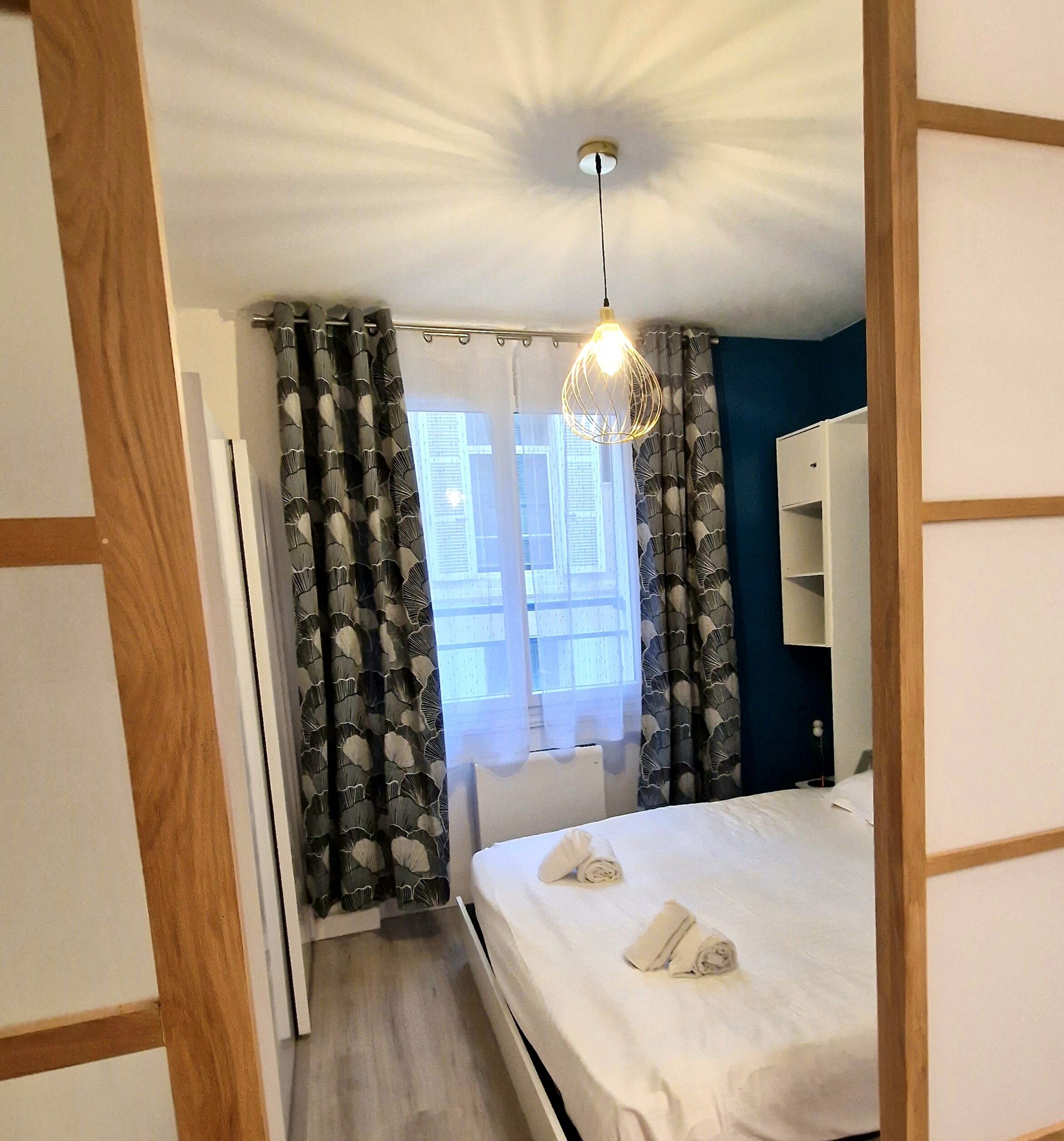 1 bedroom, desk, iron/ironing board, travel cot