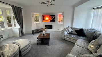 House | Living area | TV, fireplace