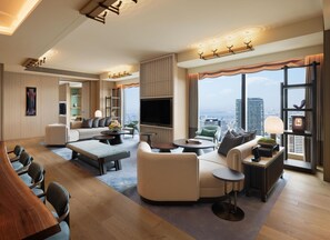 Presidential Suite, 1 King Bed | Living area | 55-inch flat-screen TV with satellite channels - Waldorf Astoria Osaka (Osaka)