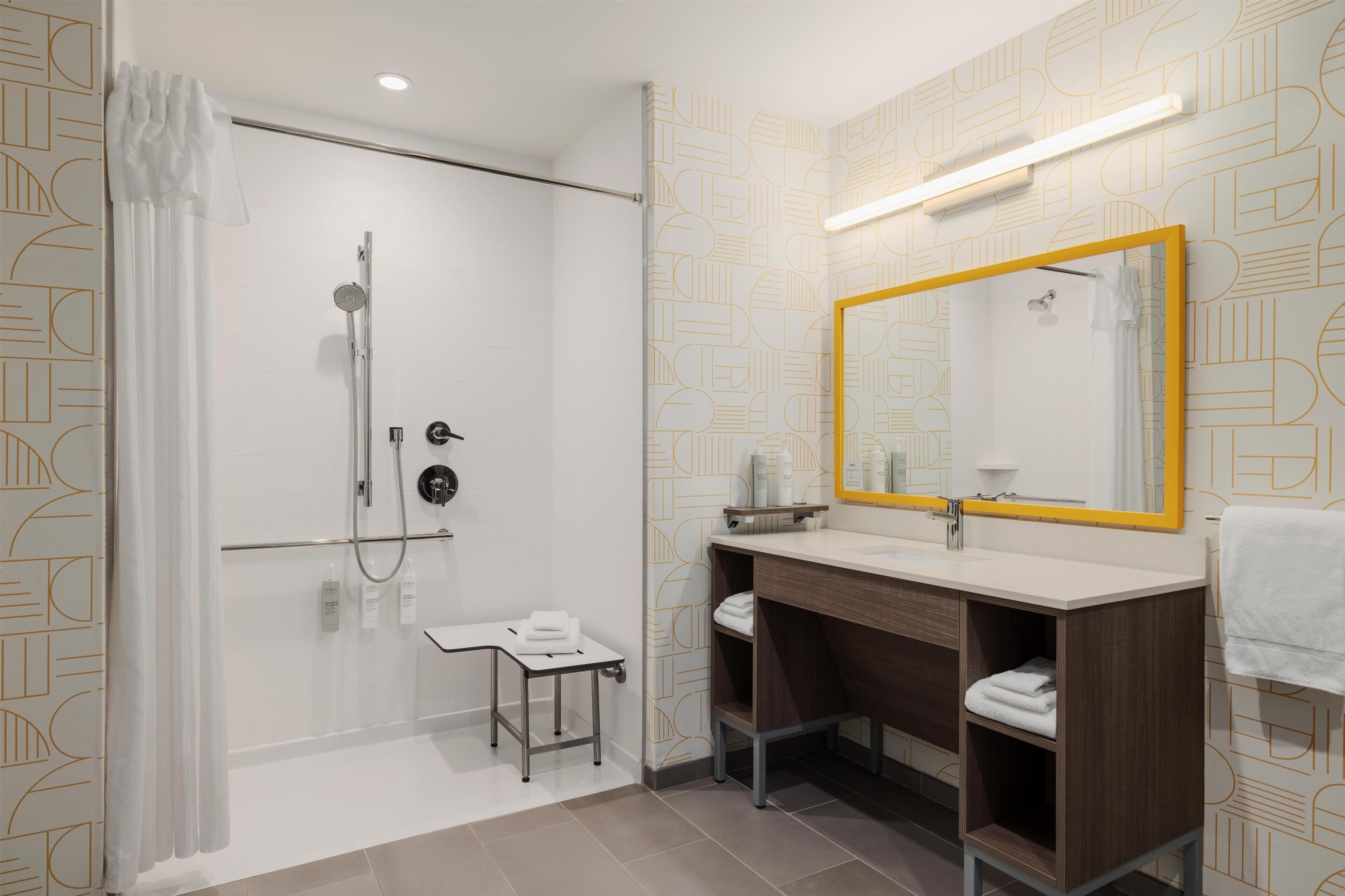 Suite, 1 King Bed, Accessible | Bathroom shower