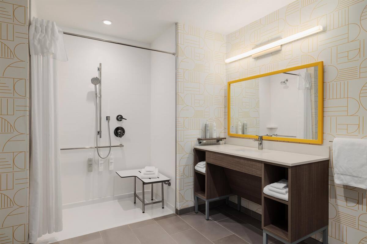 Suite, 1 King Bed, Accessible | Bathroom shower