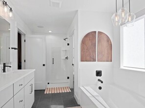 Hair dryer, bidet, towels