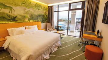 In-room safe, desk, laptop workspace, blackout curtains