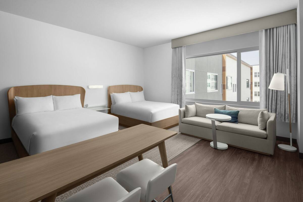 Studio Suite, 2 Queen Beds | In-room safe, desk, laptop workspace, blackout drapes